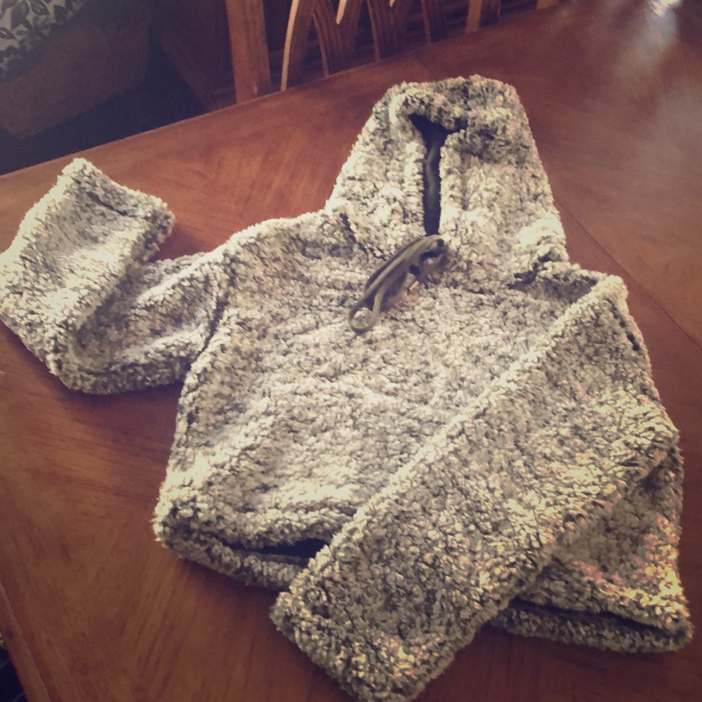 Crop top fuzzy hoodie hunter green